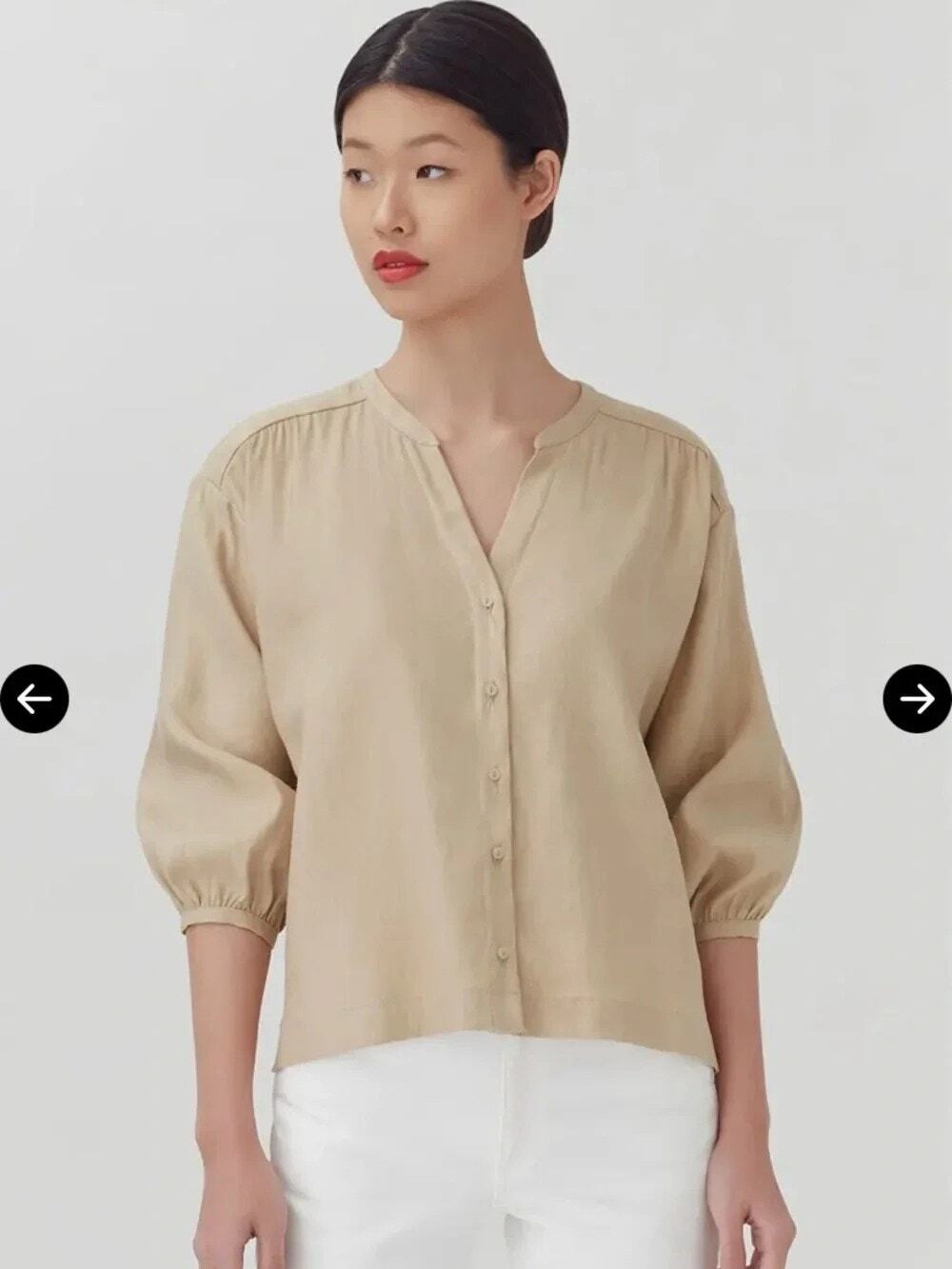Cuyana Linen Button Front Blouse Sz Small